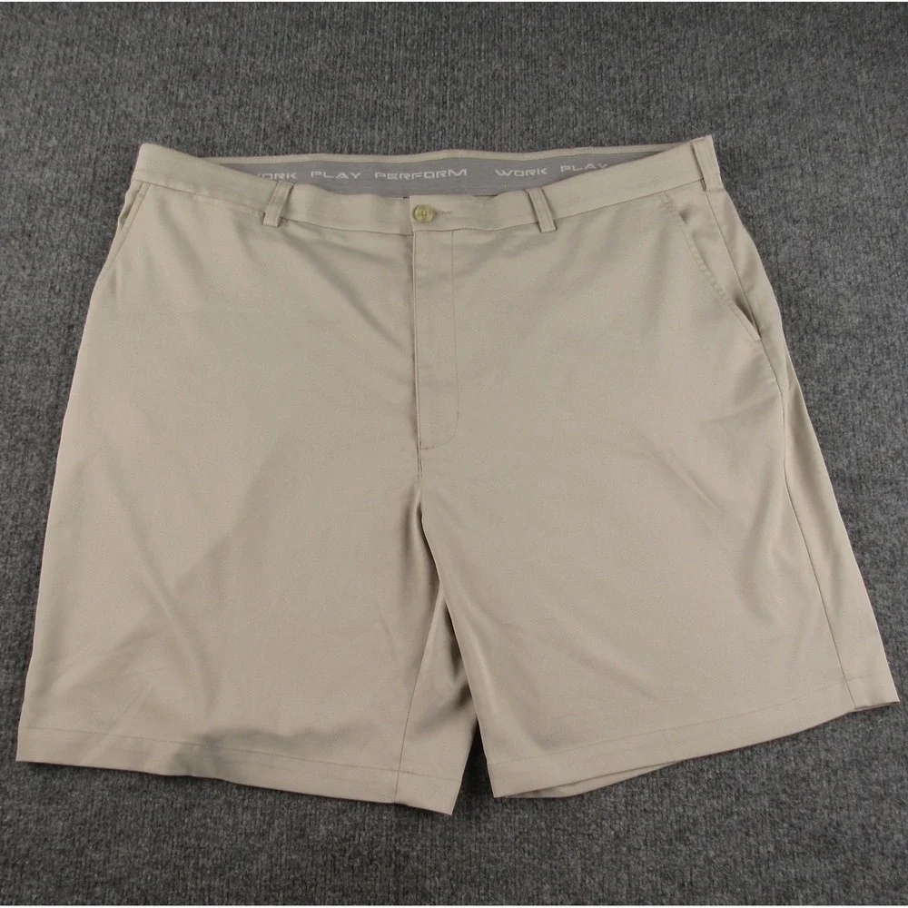 Roundtree‎ & Yorke Performance Shorts Mens 44x9 Tan Blue Lot 2 Stretch Golf